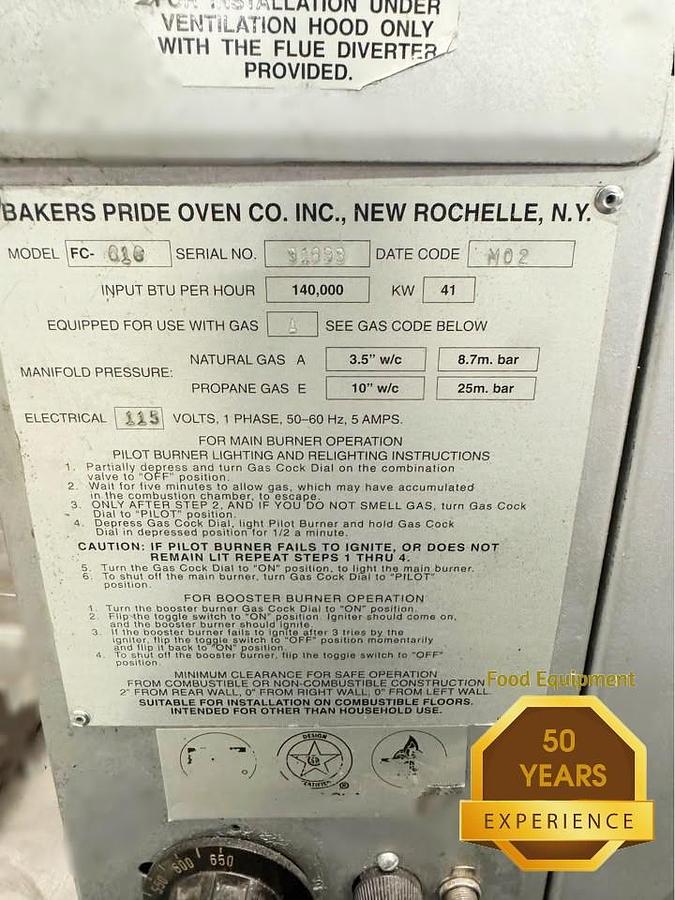 Used Bakers pride pizza ovens -Y600 FORNO - GAS