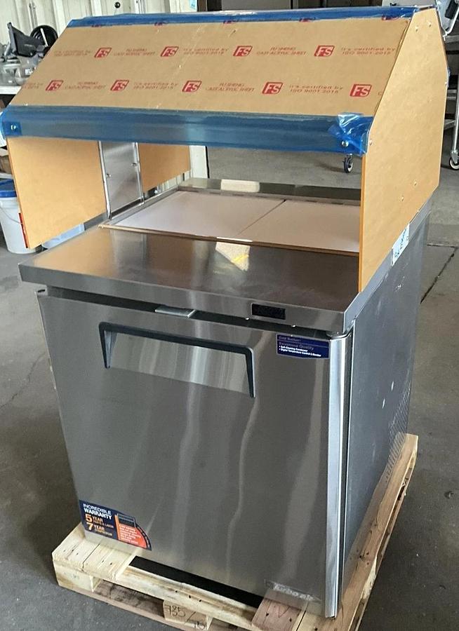 Used New Turbo Air MST28N-711S 28" refrigerated prep table with sneeze guard Salsa - BRAND NEW
