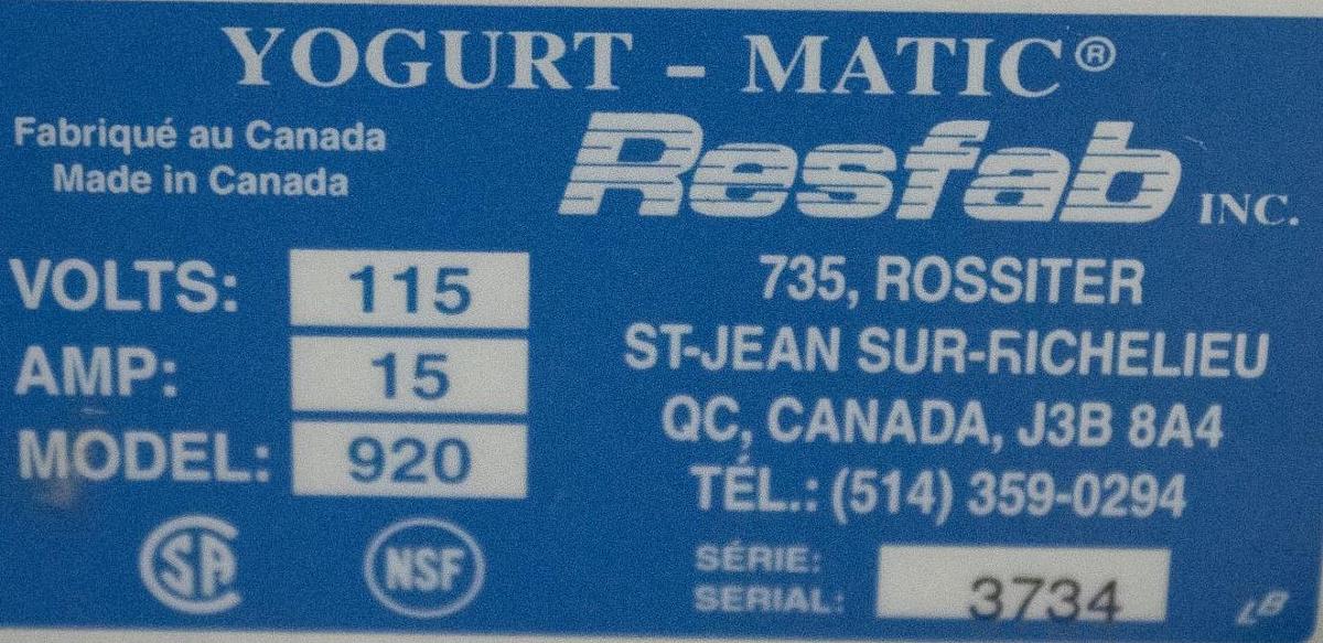 Used YOGURT MATIC MODEL 920 yogurt mixer 