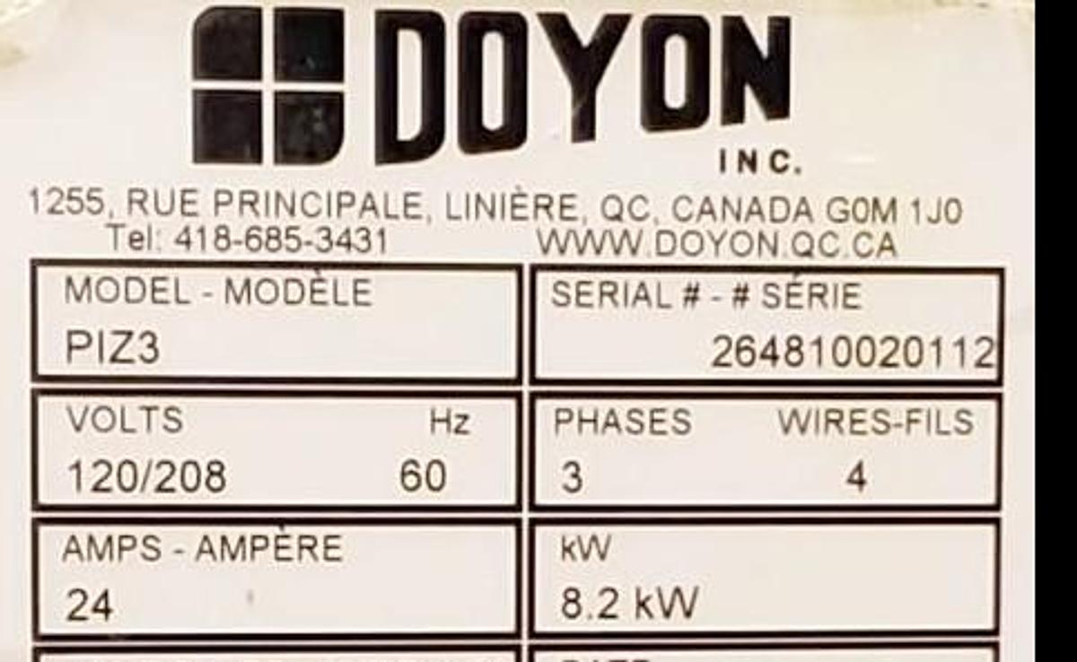 Used Doyon PIZ3 Jet Air Oven