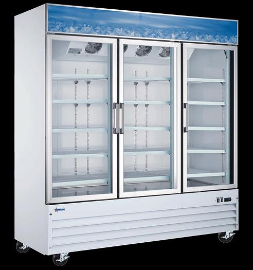 78-inch 3 Door Swing Glass Door Refrigerator with 53 cu.ft. Capacity – Black or White