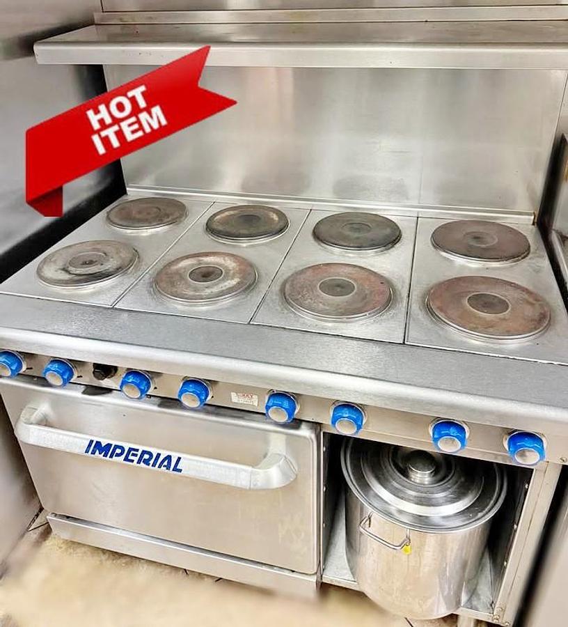 Used Imperial 48” Commercial Electric Range – 8 Burner / Hot Plate + Oven