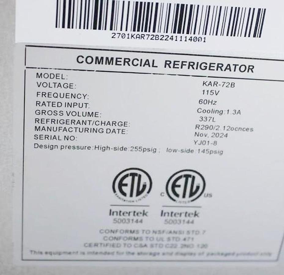 Used Kalifon Chef Base - Scratch & Dent - Model KAR-72B - 72.75" Wide  - SEE VIDEO