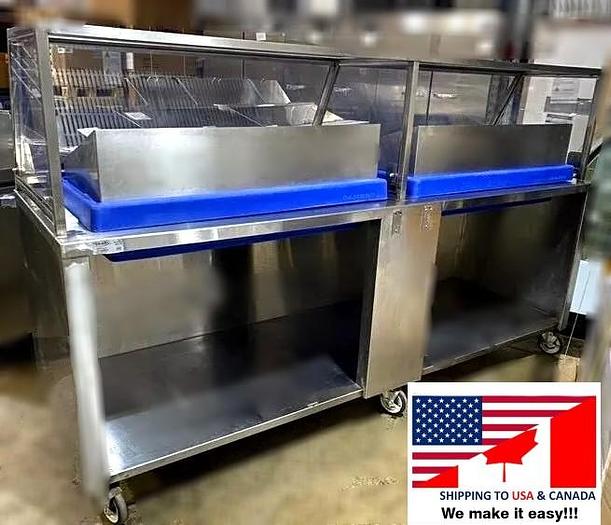 Refurbished Sea Food Ice Bin Insulated Display Table w/ Cambro Bar Bases