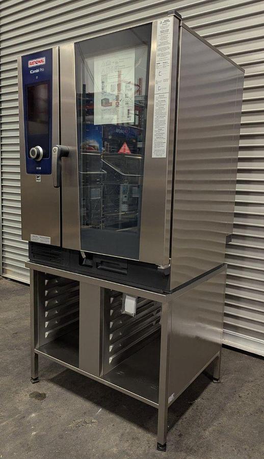Used Rational LM100DG iCombi Pro 10 Half Size Gas Combi Oven w/Stand & Accessories - BRAND NEW CLEARANCE