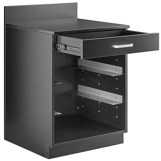 24" Black Waitress Station with Drawer and 4 Adjustable Stainless Steel Rack Holders