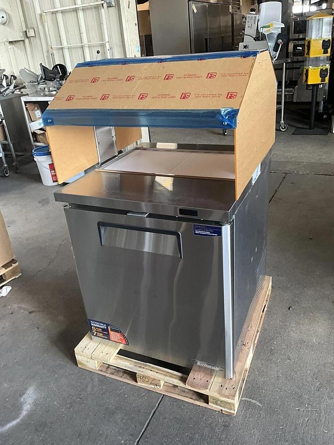 Used New Turbo Air MST28N-711S 28" refrigerated prep table with sneeze guard Salsa - BRAND NEW