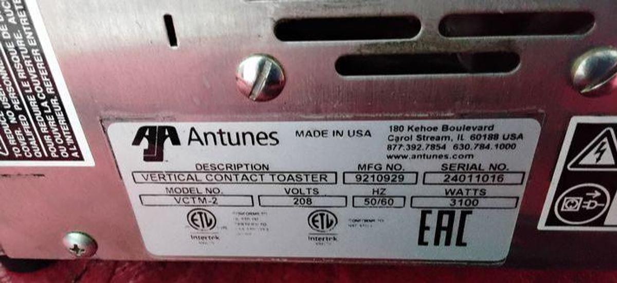 Used ANTUNES VERTICAL CONTACT TOASTER - 2 available