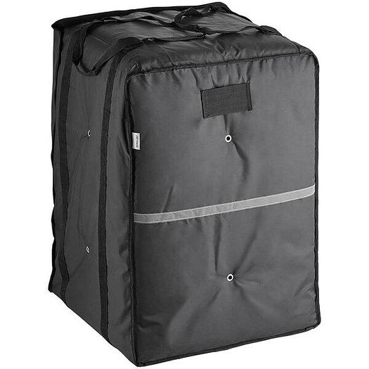 Insulated Pizza Delivery Bag Black Soft-Sided Heavy-Duty Nylon 20" x 20" x 26 1/2" - Holds Up To (14) 16" or 18" Pizza Boxes