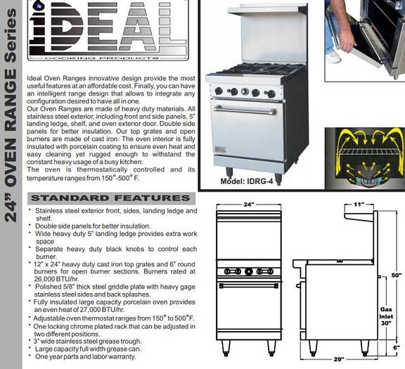 24" GAS RANGES  - 3 STYLES AVAILABLE  - MADE IN USA