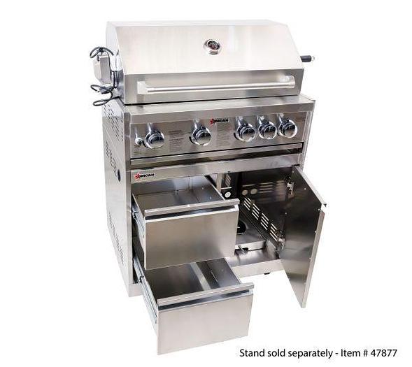 30″ BBQ Grill Propane Gas 5 Burners 58,000 BTU with Rotisserie Kit, Warming Rack, LED Light