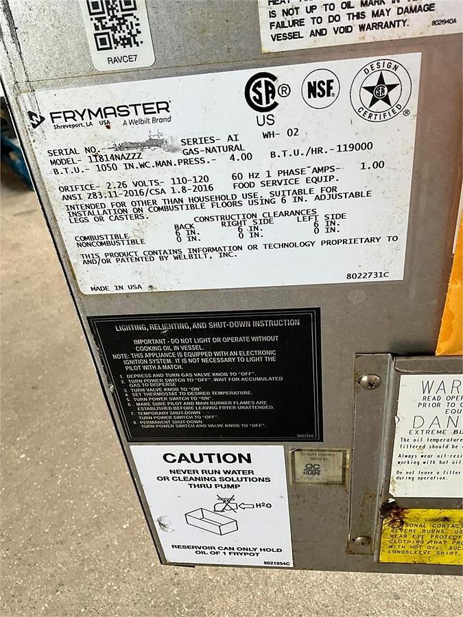 Used Frymaster gas fryer with filtration systems