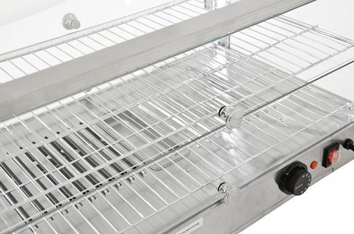  28-inch Countertop Display Warmer with 2 Front and 2 Rear Hinged Doors