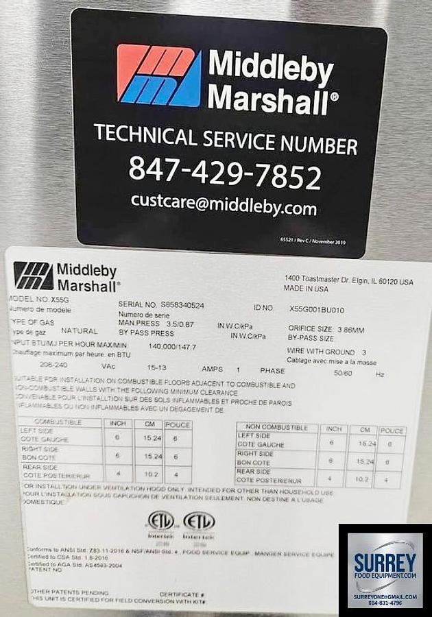 Used Middleby Marshall X55 Pizza Conveyors -Double Stacked