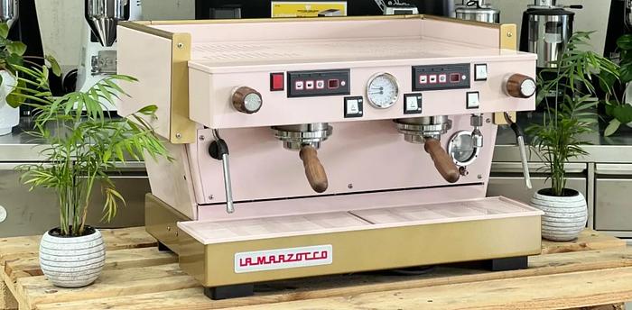 Refurbished LA MARZOCCO LINEA CLASSIC AV 2 GROUP ESPRESSO COFFEE MACHINE BAR - PINK & GOLD