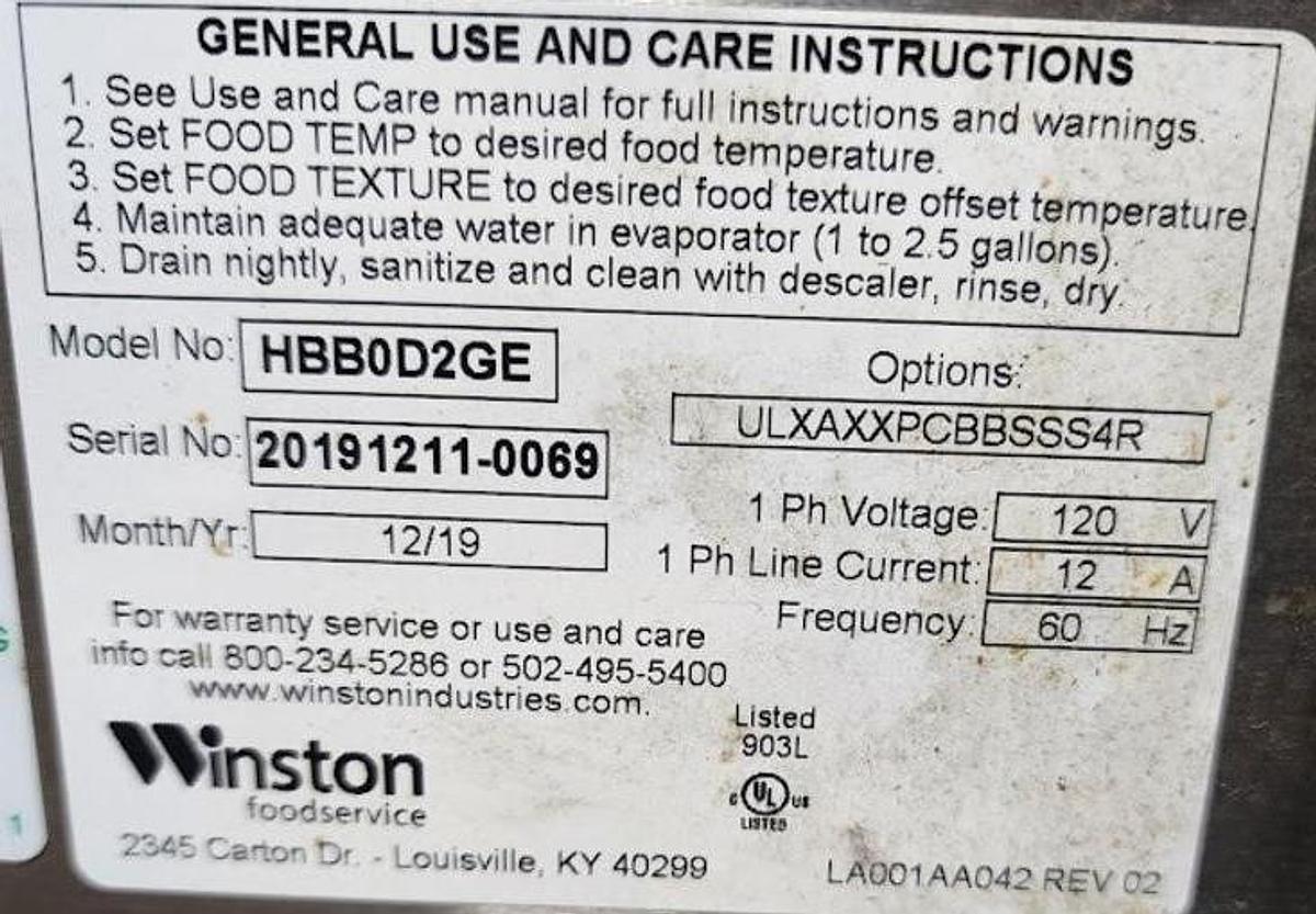 Used WINSTON CVAP 2 DRAWER HEATED CABINET HBBOD2GE