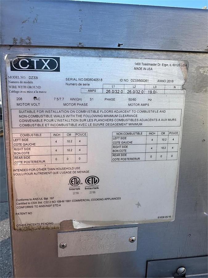 Used Middleby Marshall CTX triple stack infrared oven