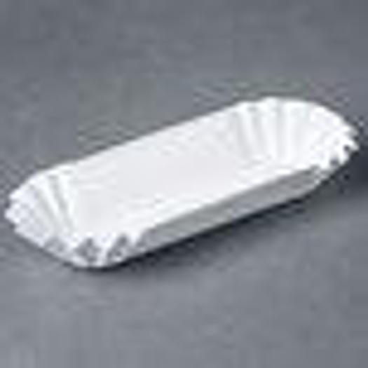 6" White Paper Fluted Hot Dog Tray 3000 / Case