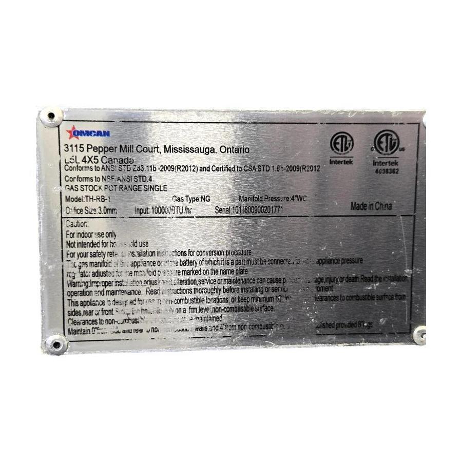 Used Omcan 37525 Single Stock Pot Range - Natural Gas -warranty