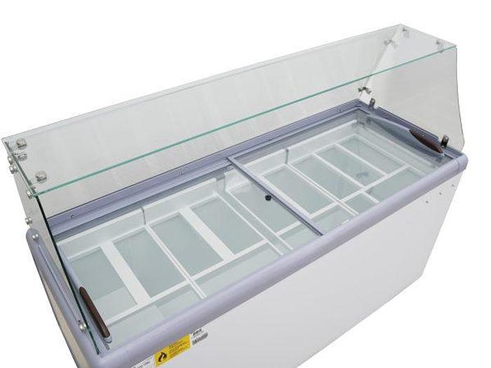 71″ Thirteen Pan Gelato Dipping Cabinet with Flat Sneeze Guard and Pans
