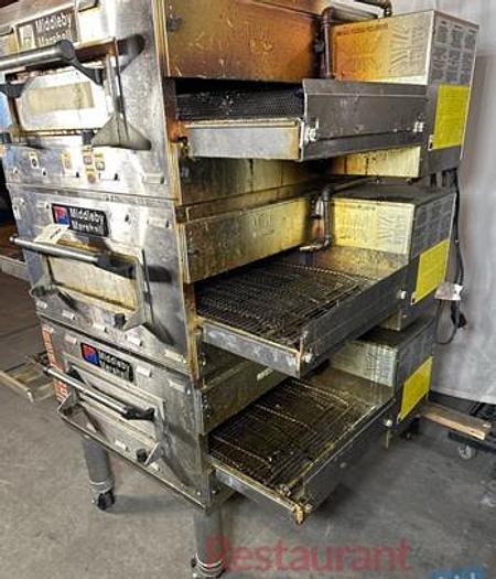 Used Middleby Marshall PS528G Triple Stack Gas Conveyor Oven