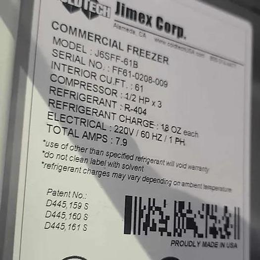 Used Coldtech 6 door S.S Freezer on Caster