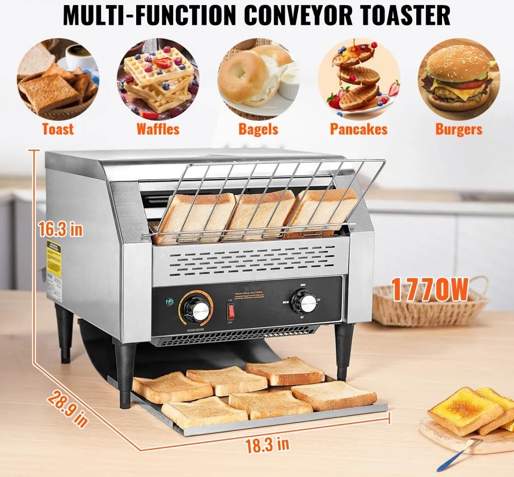Used Commercial Conveyor Toaster, 450 Slices/Hour Conveyor Belt Toaster