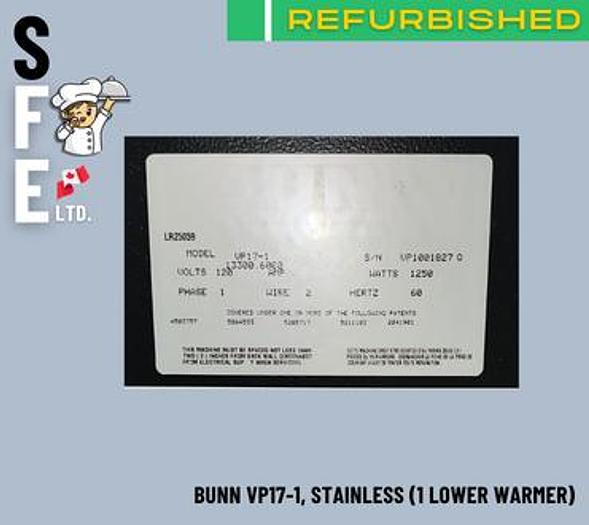 Used BUNN VP17-1, Stainless (1 Lower Warmer)