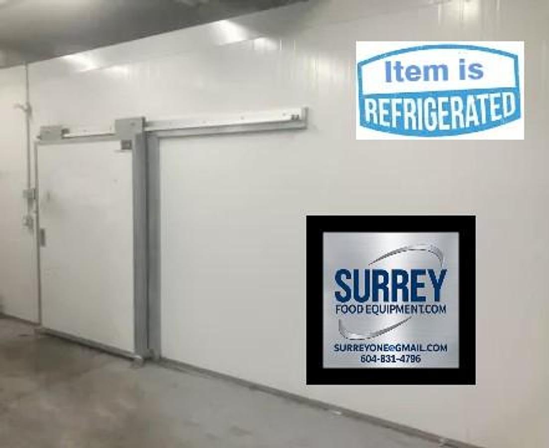 Used Approx. 23ft x 10ft Walk In Cooler Complete With Refrigeration and Sliding Pallet Door