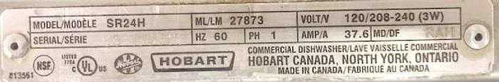 Used Hobart High Temp Dishwasher