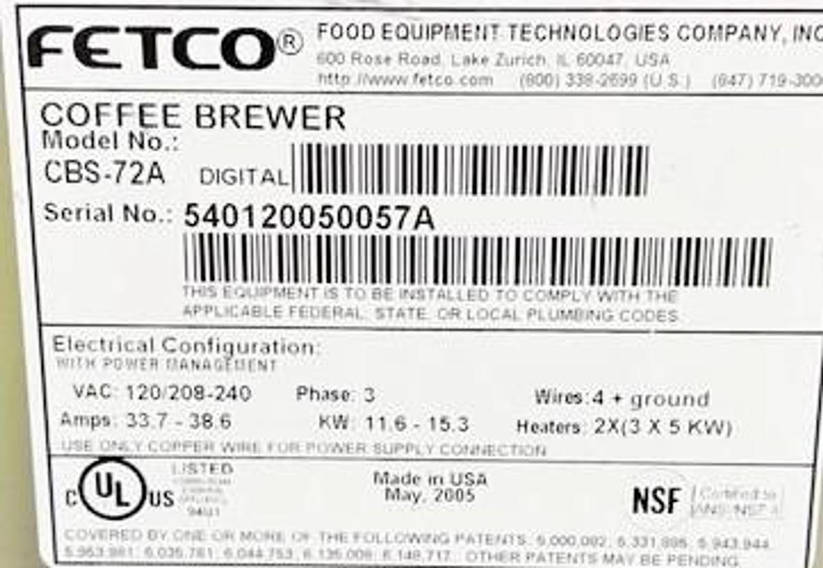 Used FETCO 72A HIGH VOLUME COFFEE BREWER - SAVE BIG TIME