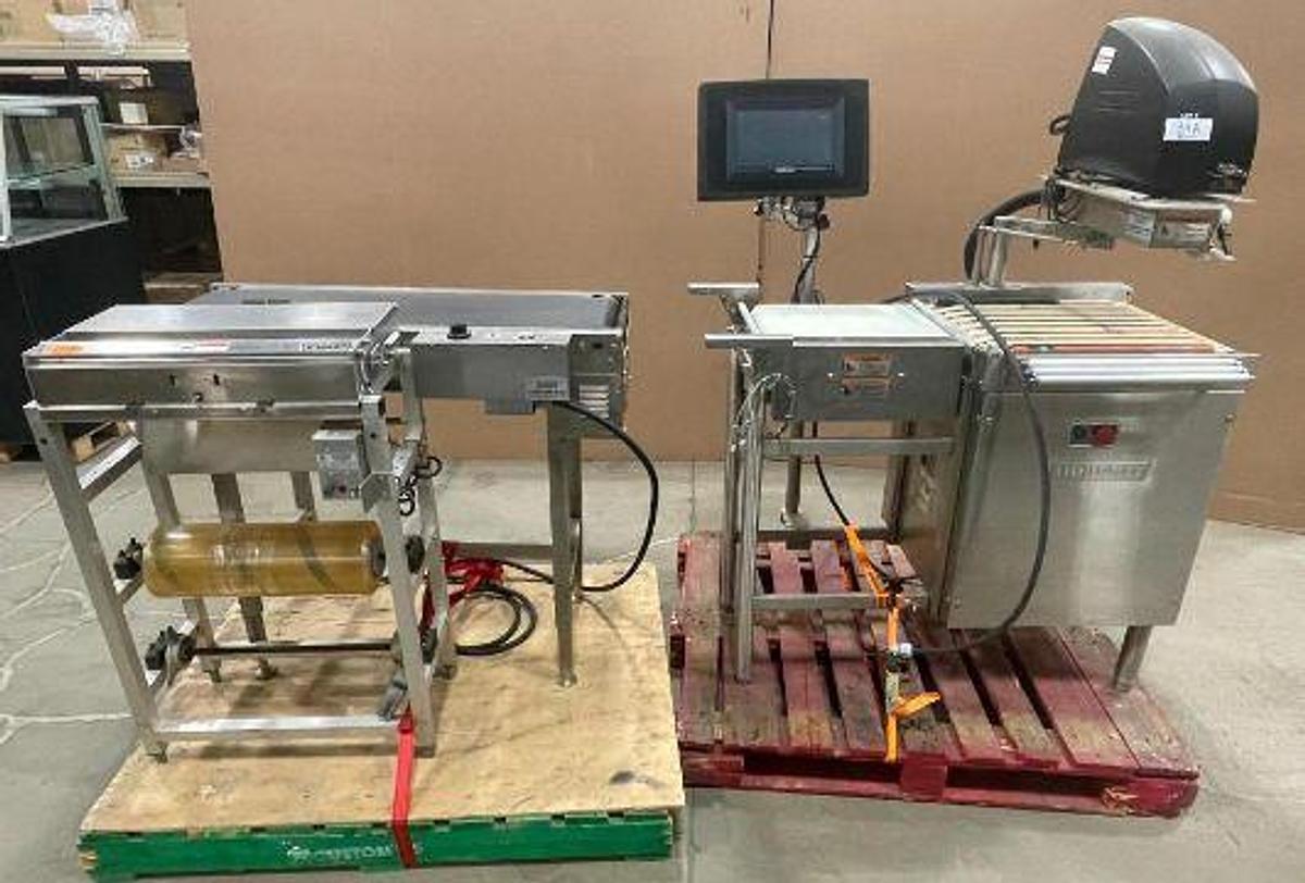 Used HOBART CLAS-1LR SEMI-AUTOMATIC SYSTEM W/ W32-6 WRAP STATION, SP-5 SEALER BELT, ACCESS SCALE, CONSOLE