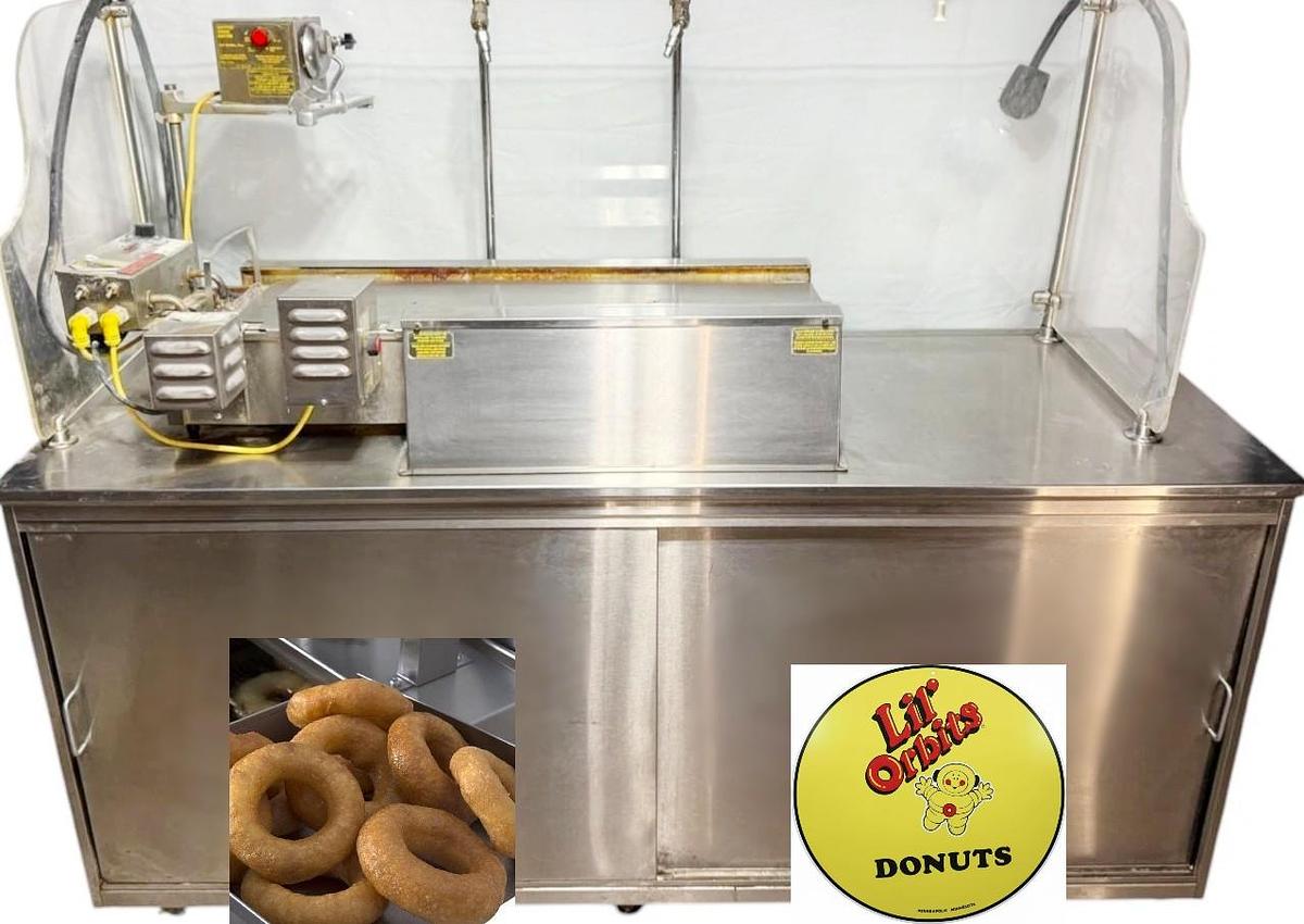 Used Lil’ Orbits SS2400 Mini Donut Machine w/ Cart Hood Fryer SS1200 - HUGE PROFIT MAKER