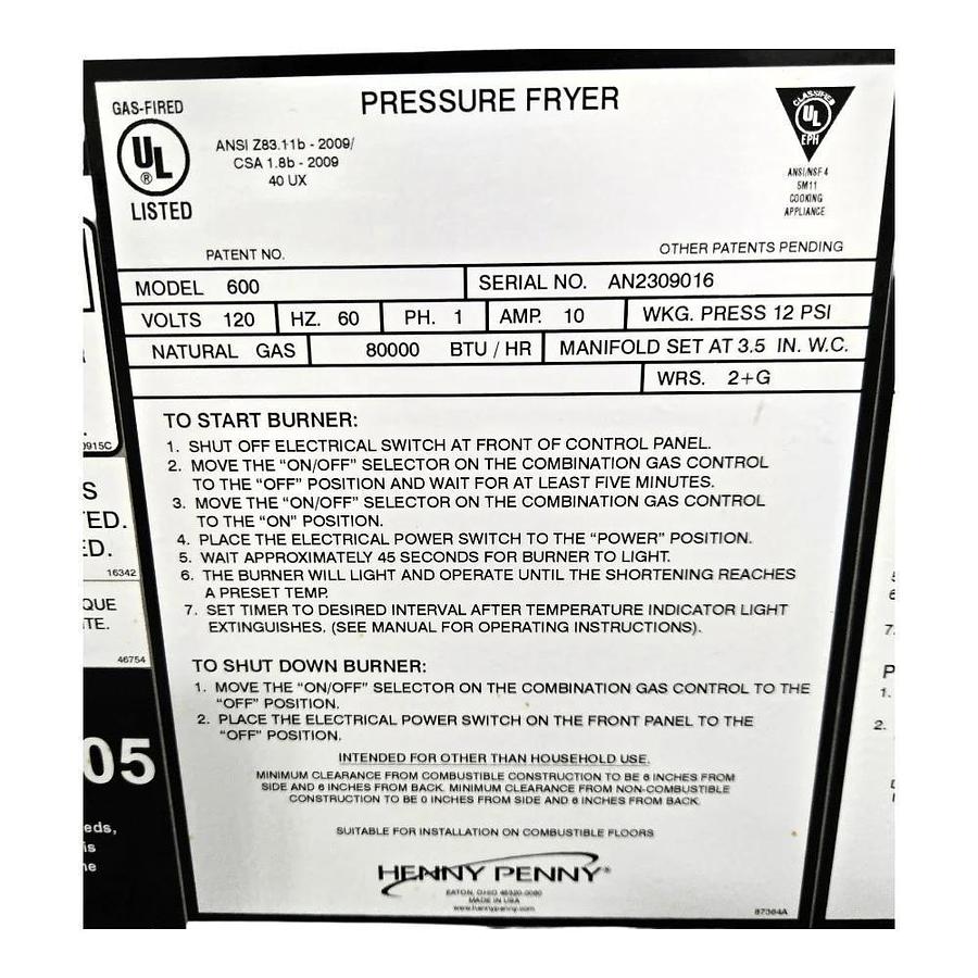 Used Henny Penny 600 Pressure Fryer - Natural Gas