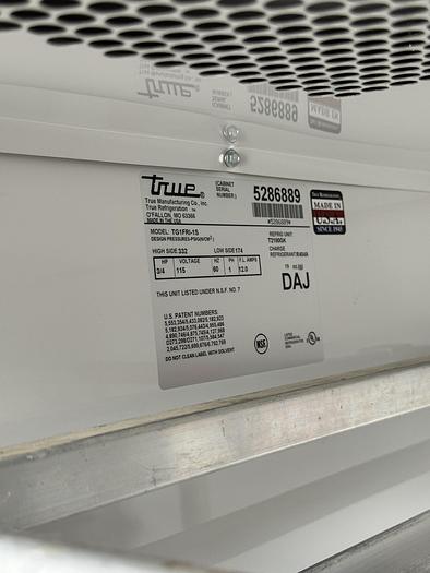 Used True Roll In Upright Freezer - model TG1FRI-1S