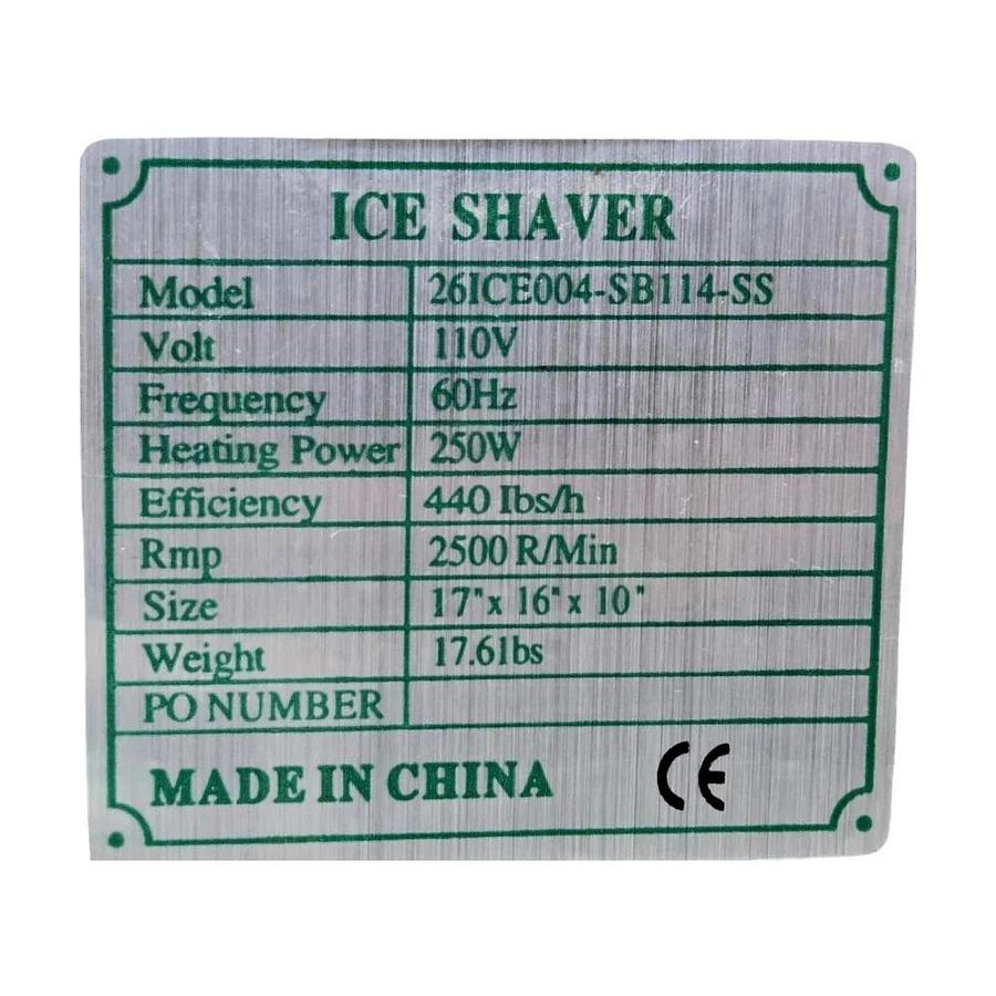 Used Yescom 26ICE004-SB114-SS Ice Shaver