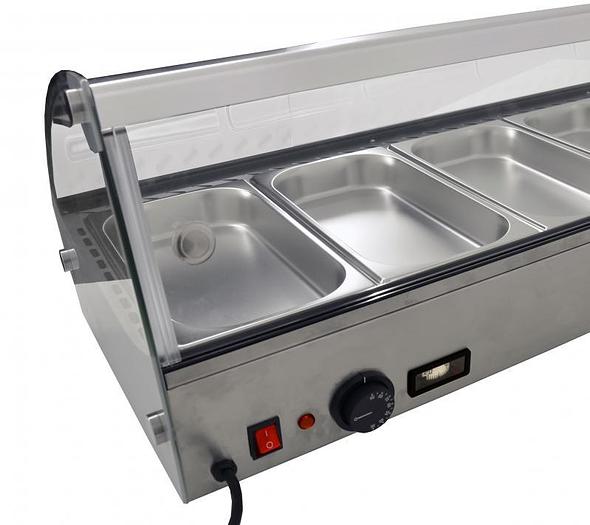 44-inch Countertop Curved Glass Display Warmer with 6 Pans