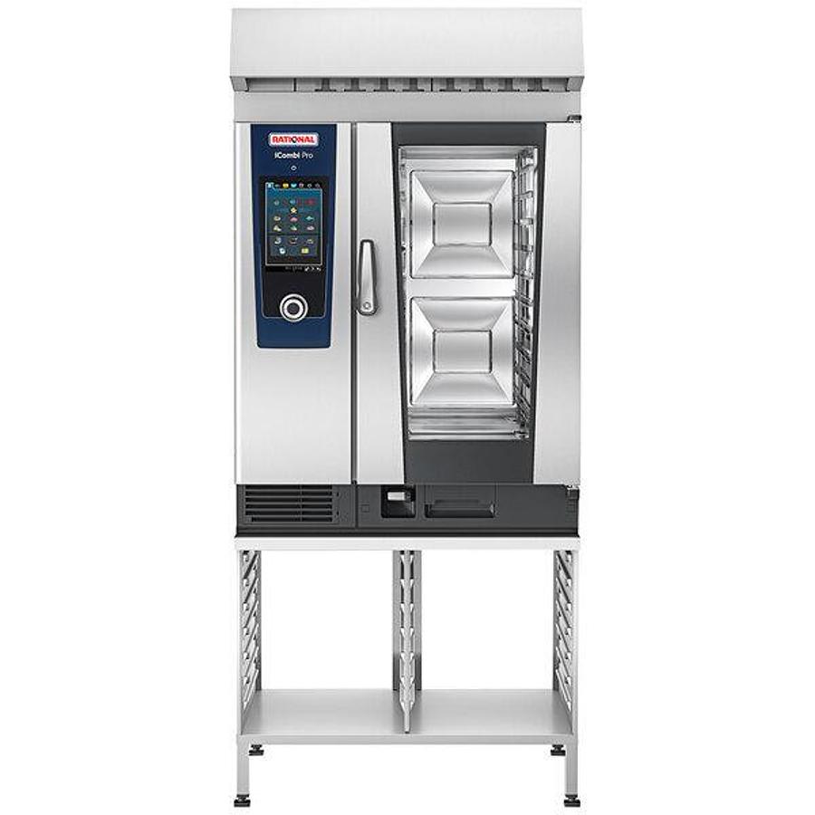 Used Scratch and Dent Rational iCombi Classic 10 Pan Half-Size Electric Combi Oven with Stand and Ventless Condensation Hood - 18.9kW