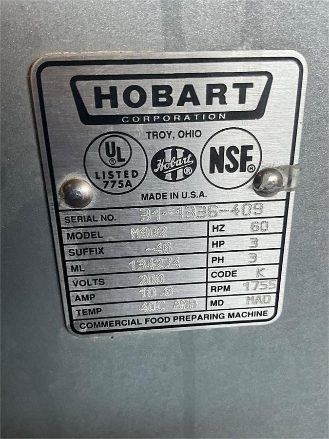 Used Hobart M802 80qt dough mixer