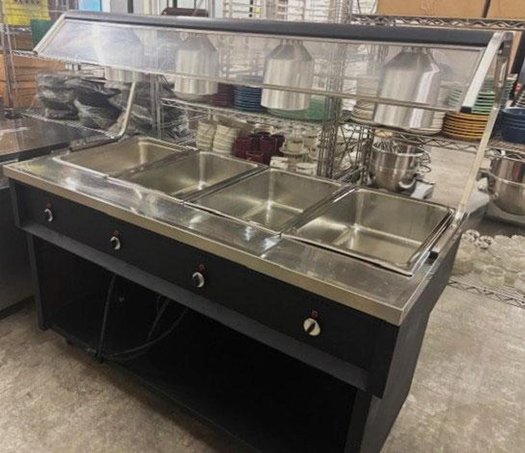 Used Vollrath Hot Food Table With Sneeze Guard - 4 well