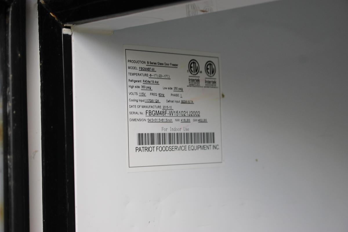 Used Patriot Model FBGM48F-W Glass Door Freezer 115V 1Ph