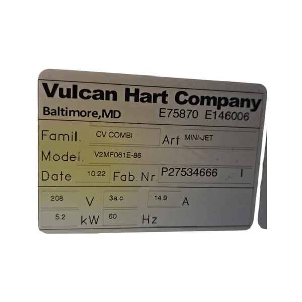 Used Vulcan V2MF061E-86 Combi Oven - Mini Jet