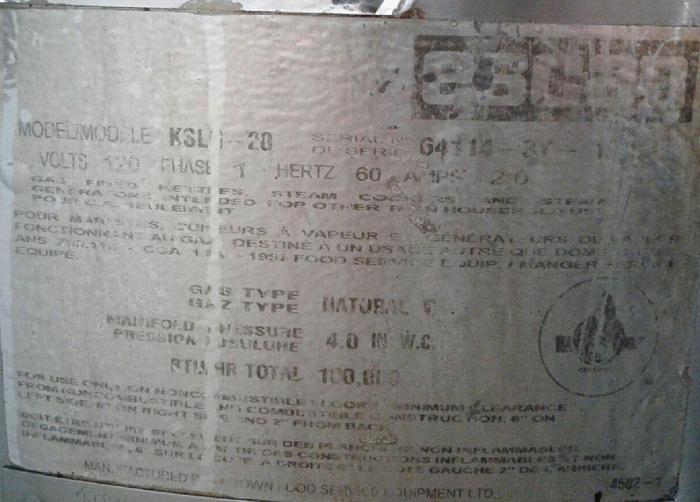 Used Southbend - KTLG-20 - 48 in - 20 Gallon Gas Floor Steam Kettle