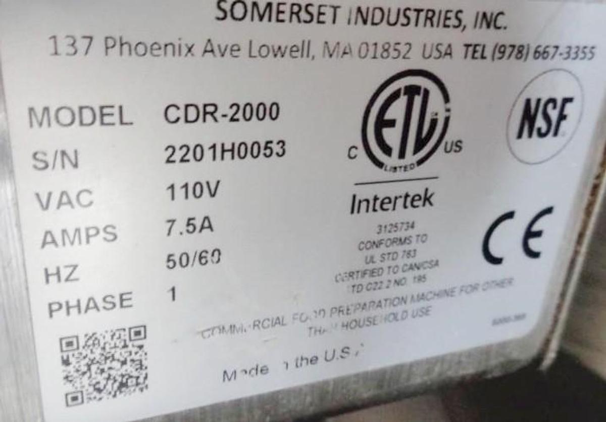 Refurbished Somerset Dough Roller CDR-2000