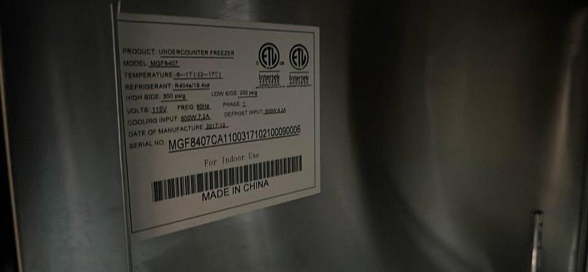 Used 5' Work top freezer - 2 door