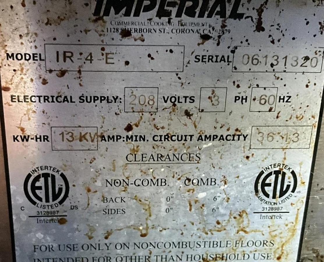 Used Imperial IR-4-E 24" commercial 4 Element Electric Range w/ Standard Oven