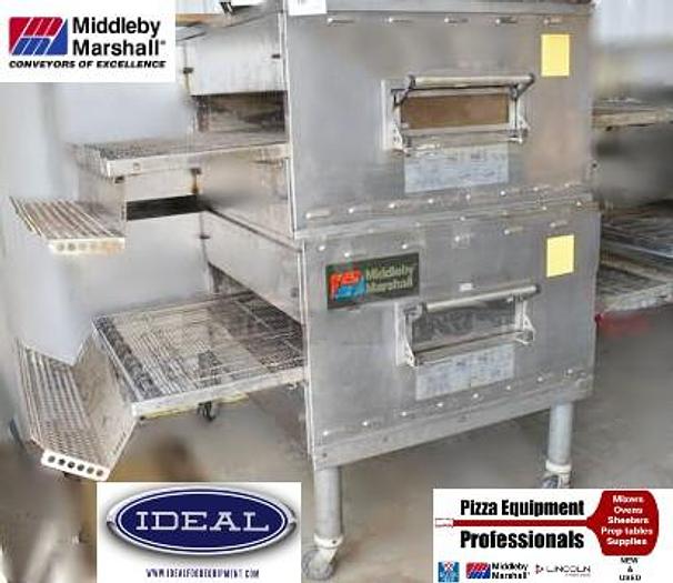 Used Middleby Marshall double stacked conveyor gas pizza ovens