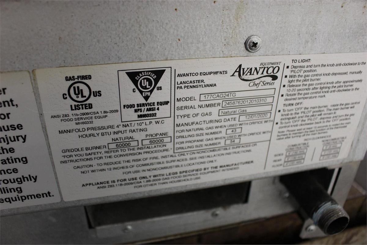 Used Avantco CAG-24-TG 24" Gas Griddle - thermostatic