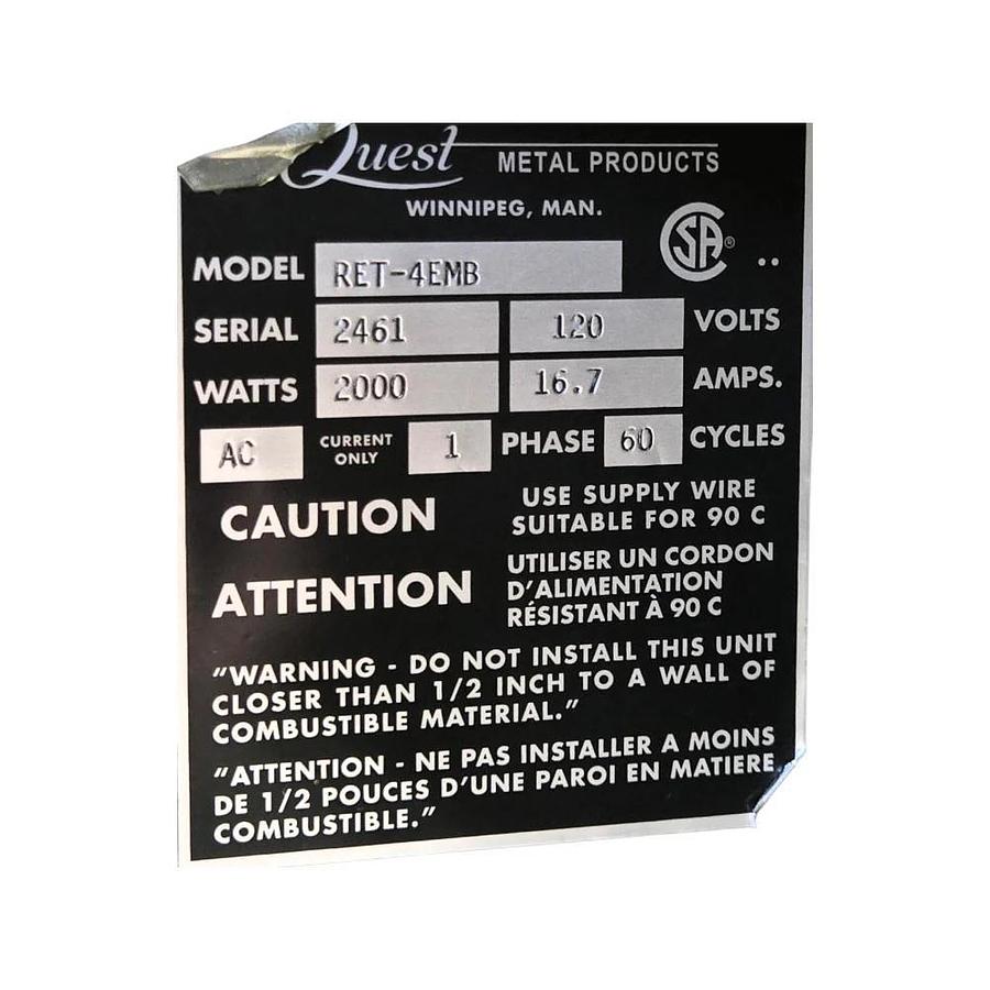 Used Quest RET-4EMB 4 Well Steam Table -WARRANTY