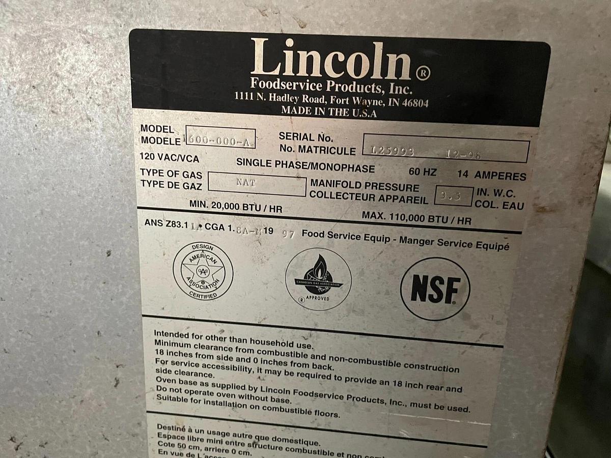 Used Lincoln Impinger 1600 - Single Deck 32" Gas Conveyor Pizza Oven w/Stand Casters